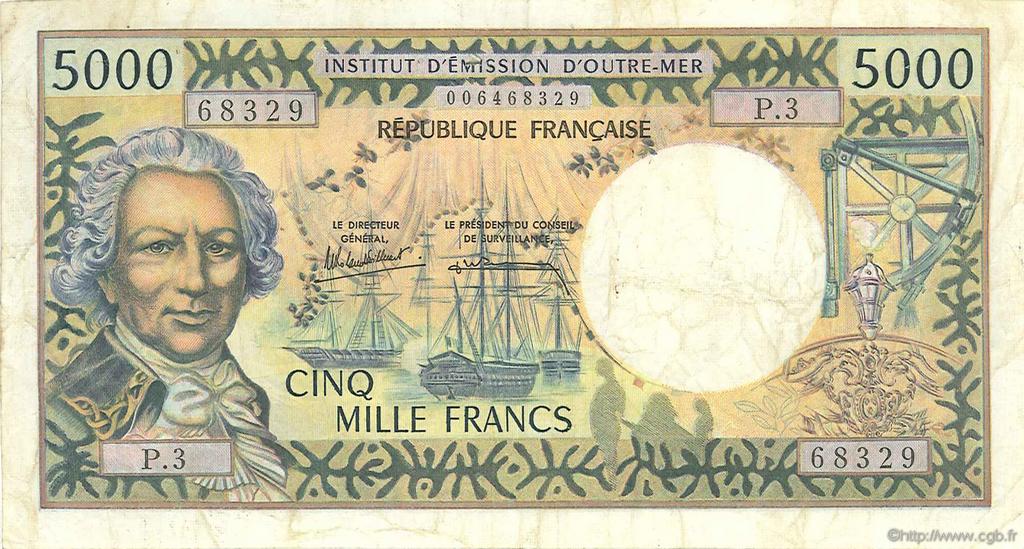 5000 Francs TAHITI  1985 P.28d F+