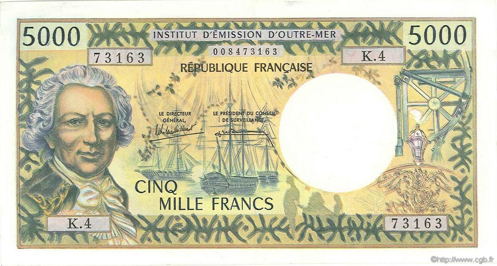 5000 Francs TAHITI  1985 P.28d XF-