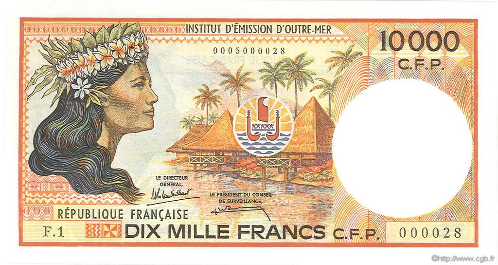 10000 Francs FRENCH PACIFIC TERRITORIES  1986 P.04a SC+