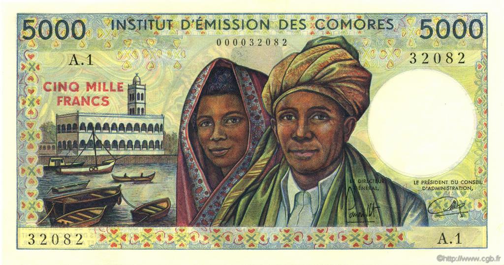 5000 Francs COMORAS  1976 P.09a FDC