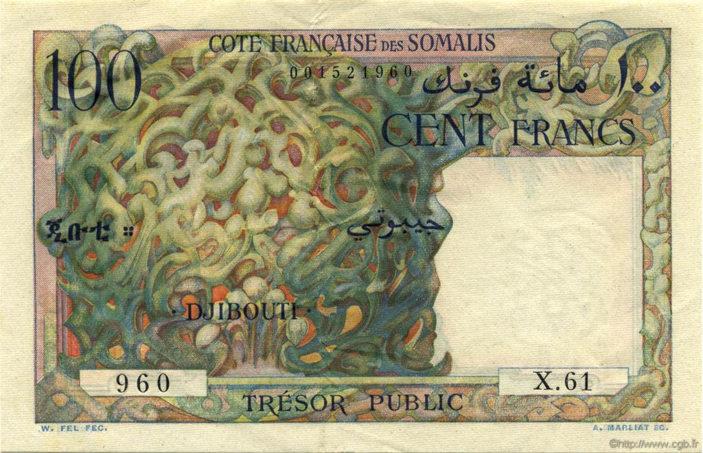 100 Francs DJIBUTI  1952 P.26 SPL+