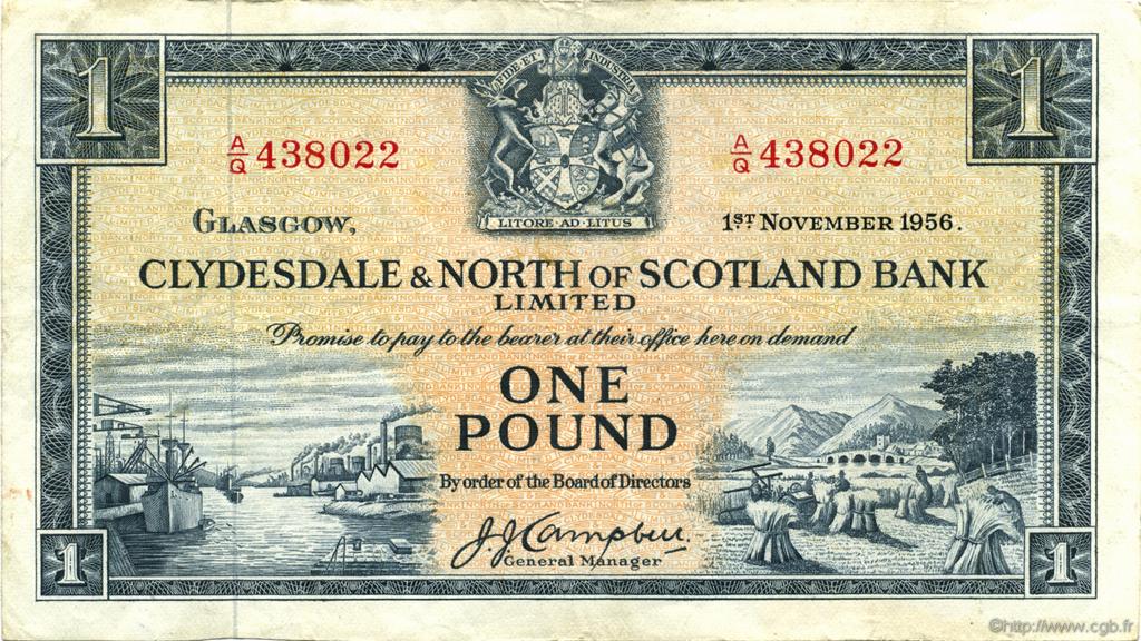 1 Pound SCOTLAND  1956 P.191a q.SPL