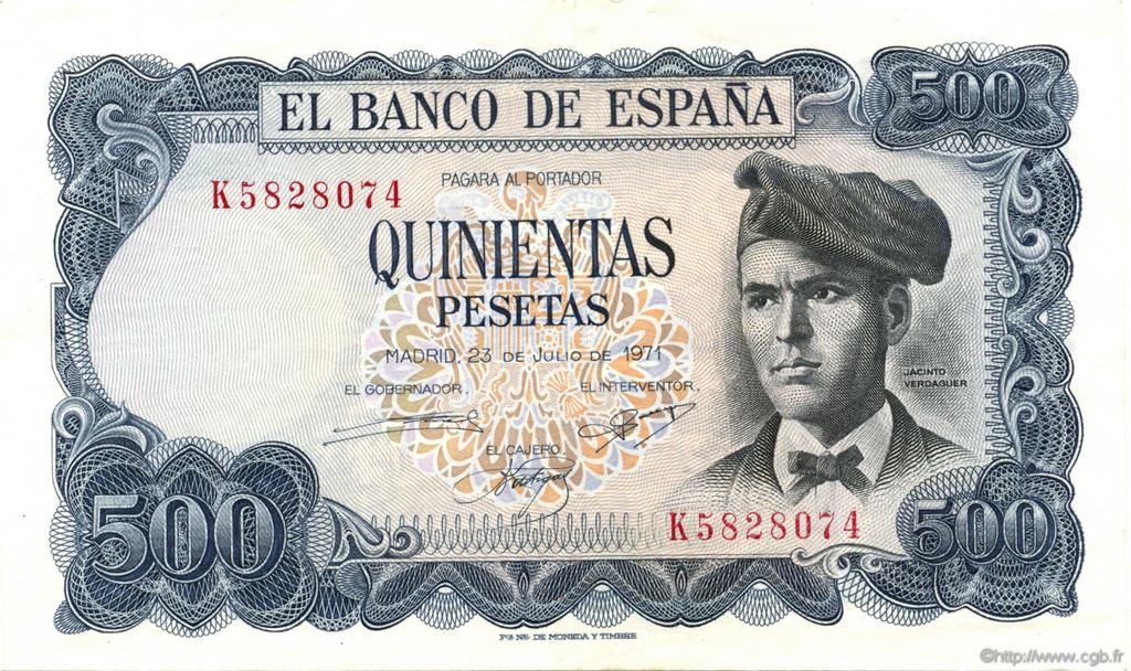 500 Pesetas SPANIEN  1971 P.153a VZ
