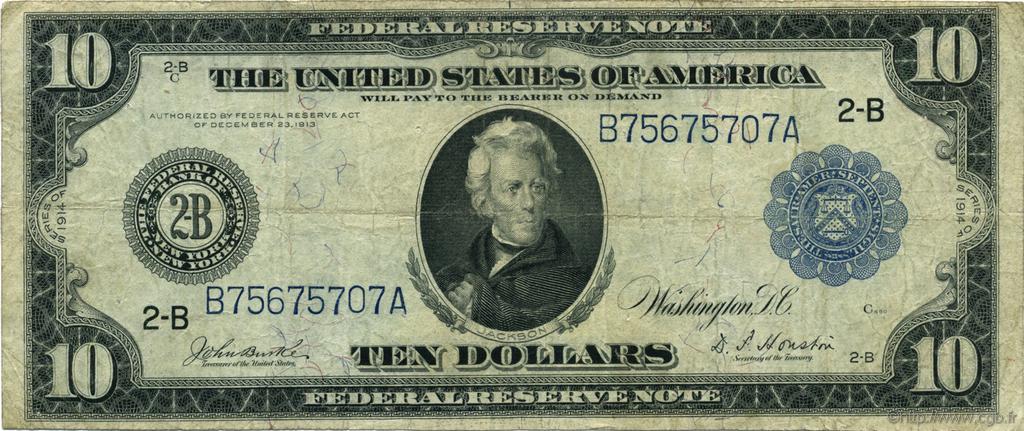 10 Dollars STATI UNITI D AMERICA New York 1914 P.360b MB