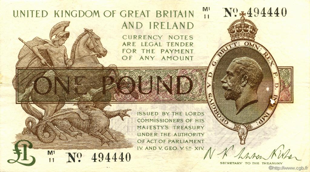 1 Pound ENGLAND  1922 P.359a VF
