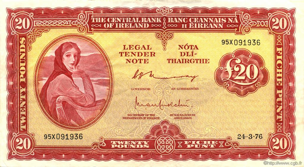 20 Pounds IRLANDA  1976 P.067c MBC a EBC