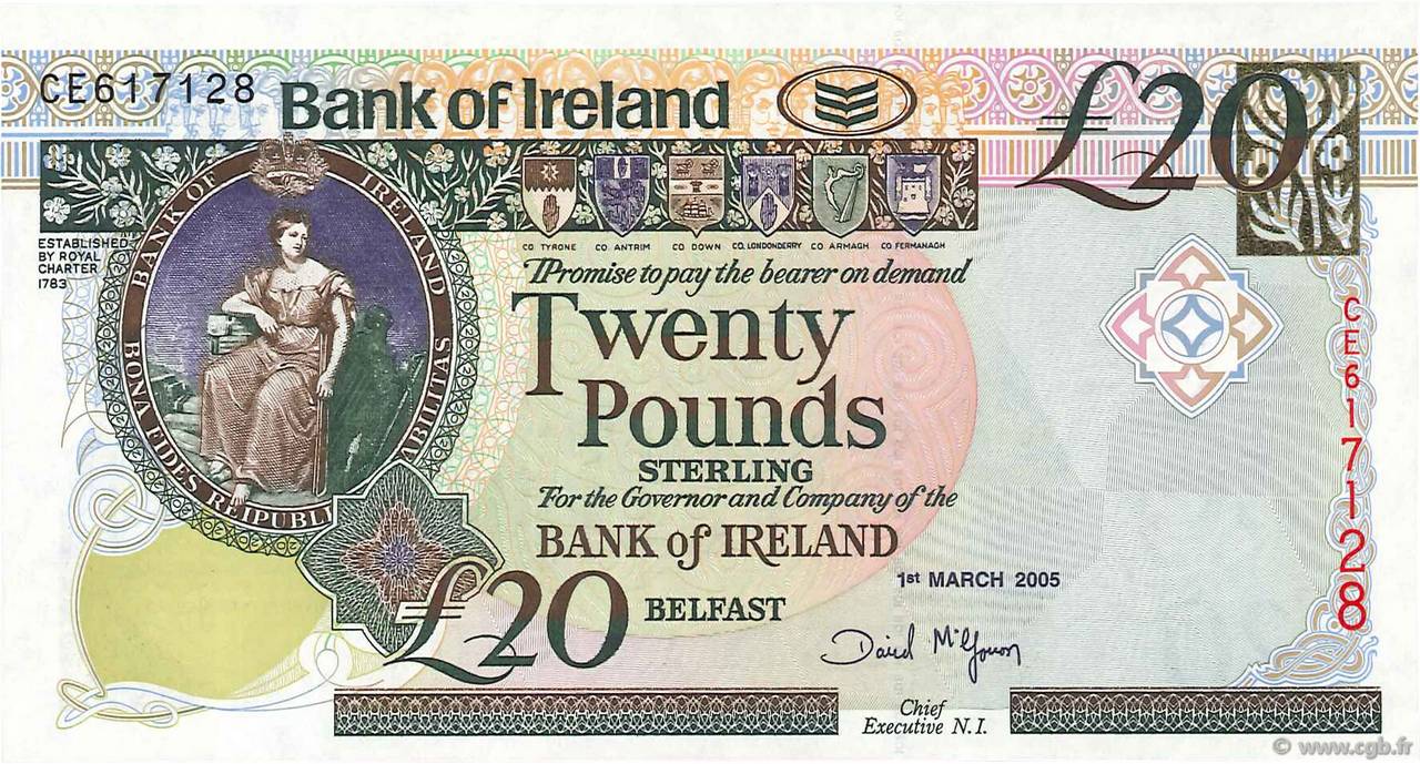 20 Pounds NORTHERN IRELAND  2005 P.080v UNC
