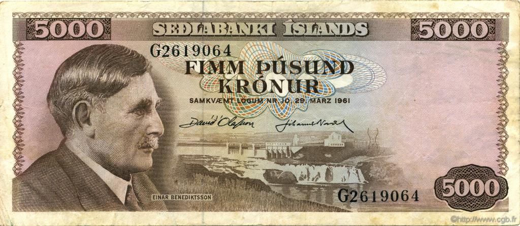 5000 Kronur ISLANDIA  1967 P.47a MBC