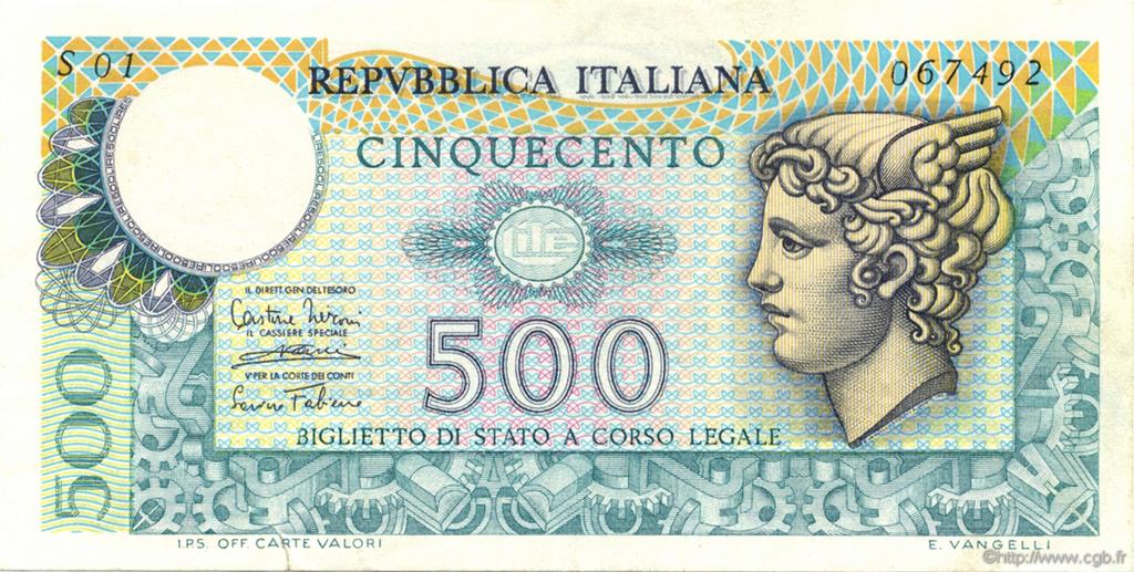 500 Lire ITALY  1974 P.094 XF+