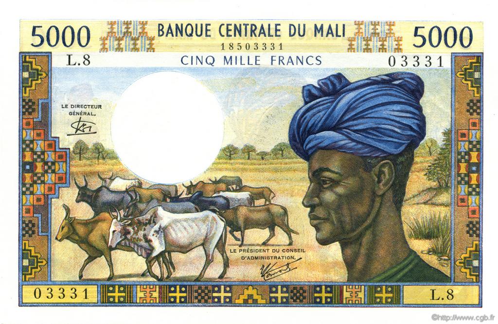 5000 Francs MALI  1972 P.14e q.FDC