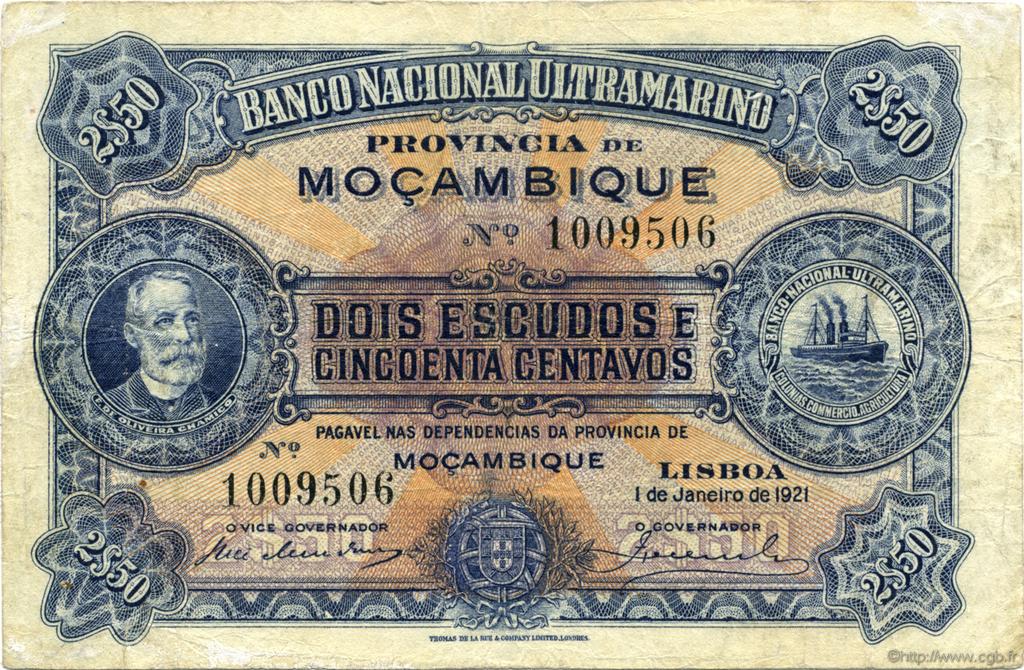 2,5 Escudos MOZAMBIQUE  1921 P.067b BC+