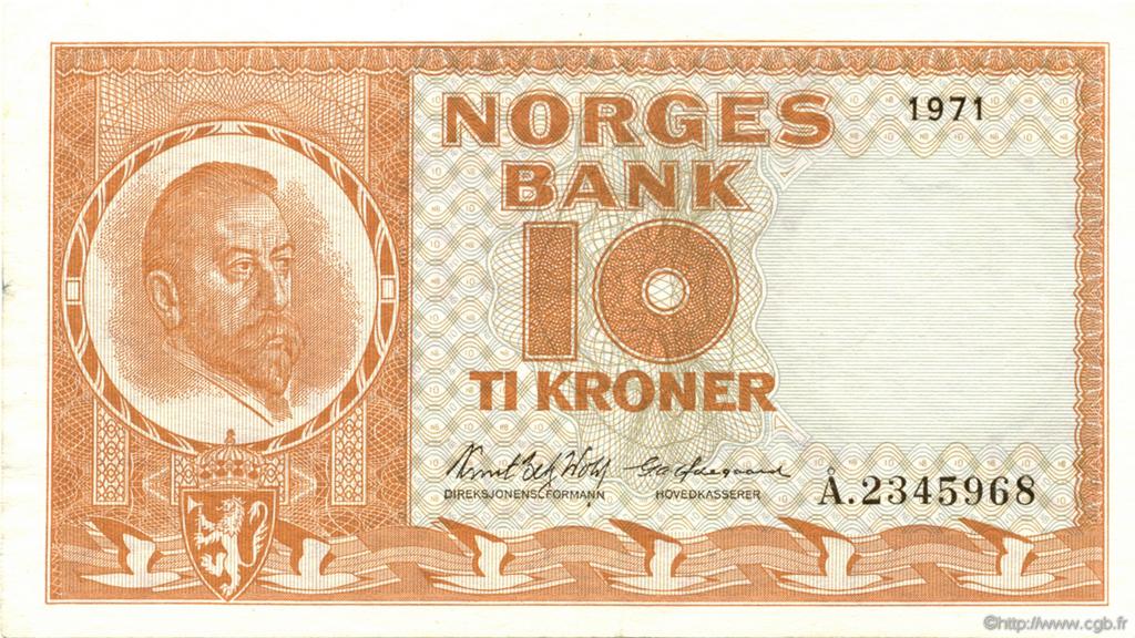 10 Kroner NORWAY  1971 P.31f AU