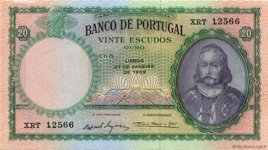 20 Escudos PORTUGAL  1959 P.153a UNC