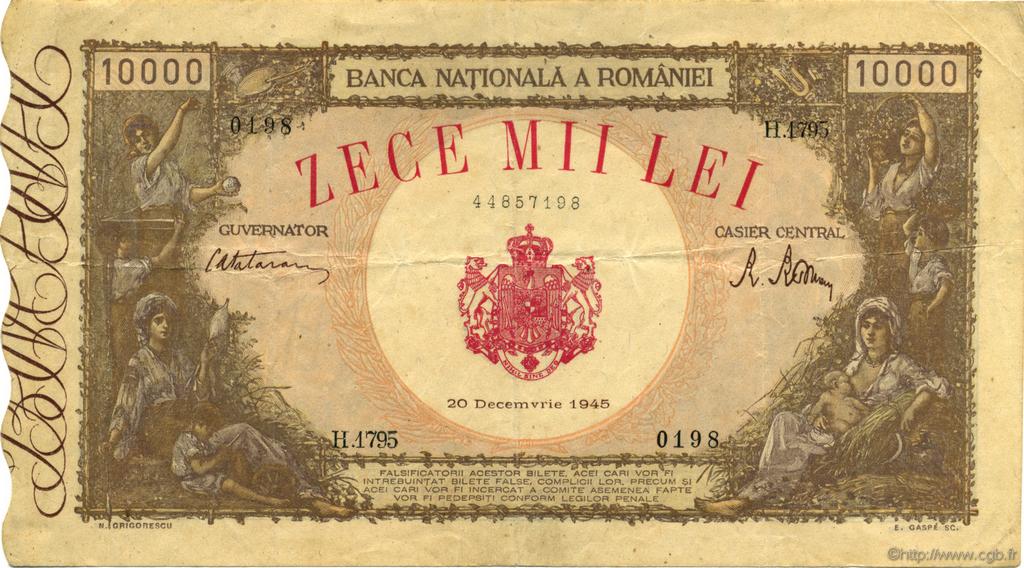10000 Lei ROMANIA  1945 P.057a BB