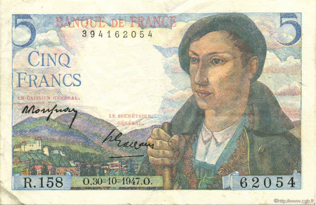 5 Francs BERGER FRANCE  1947 F.05.07 TTB à SUP