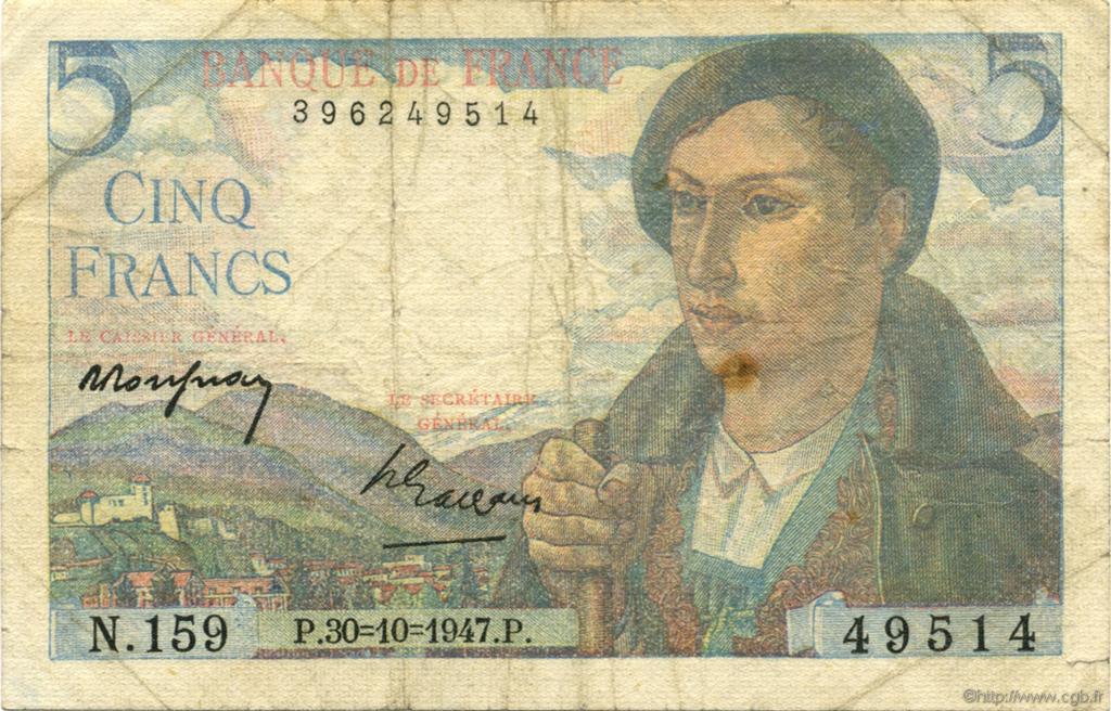 5 Francs BERGER FRANCIA  1947 F.05.07a MB