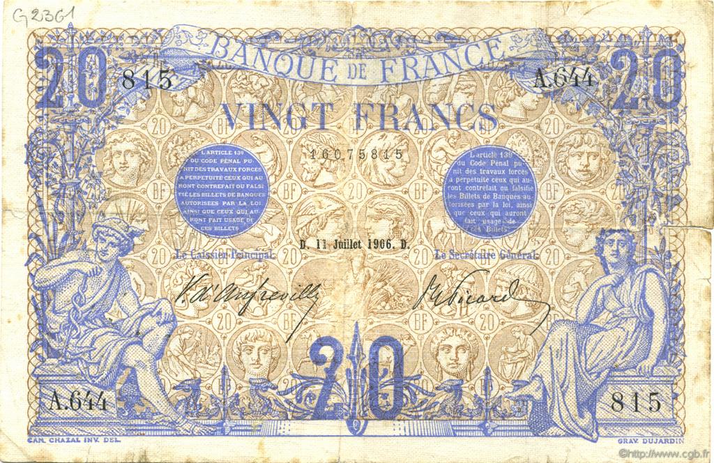 20 Francs BLEU FRANCIA  1906 F.10.01 q.MB