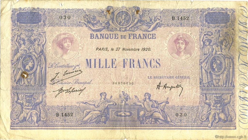 1000 Francs BLEU ET ROSE FRANCE  1920 F.36.36 G