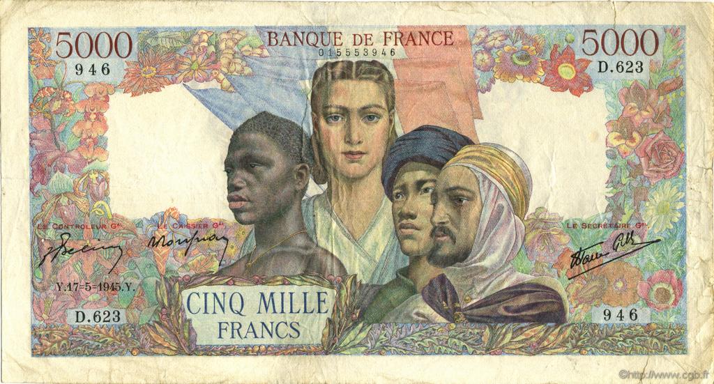 5000 Francs EMPIRE FRANCAIS FRANCIA  1945 F.47.26 BC