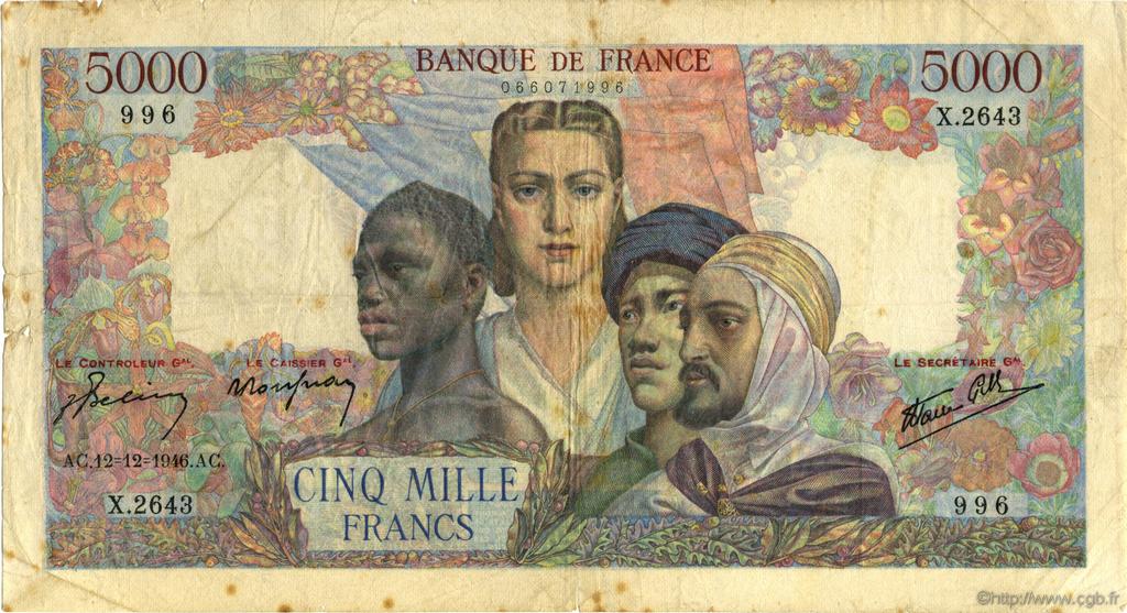 5000 Francs EMPIRE FRANÇAIS FRANCIA  1946 F.47.56 BC
