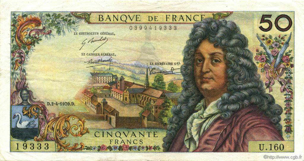 50 Francs RACINE FRANKREICH  1970 F.64.16 fVZ