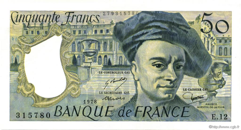50 Francs QUENTIN DE LA TOUR FRANCIA  1978 F.67.03 q.FDC