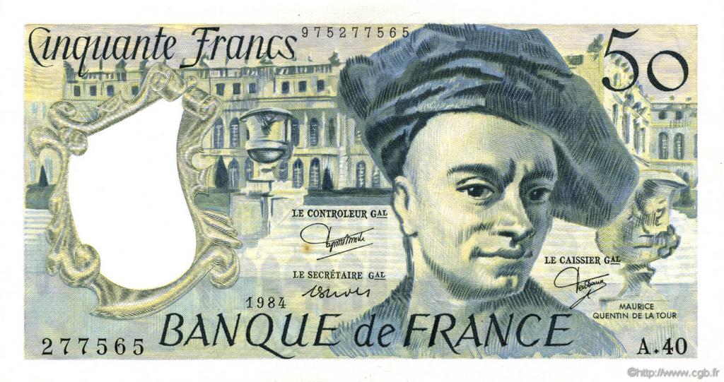50 Francs QUENTIN DE LA TOUR FRANCIA  1984 F.67.10 EBC+