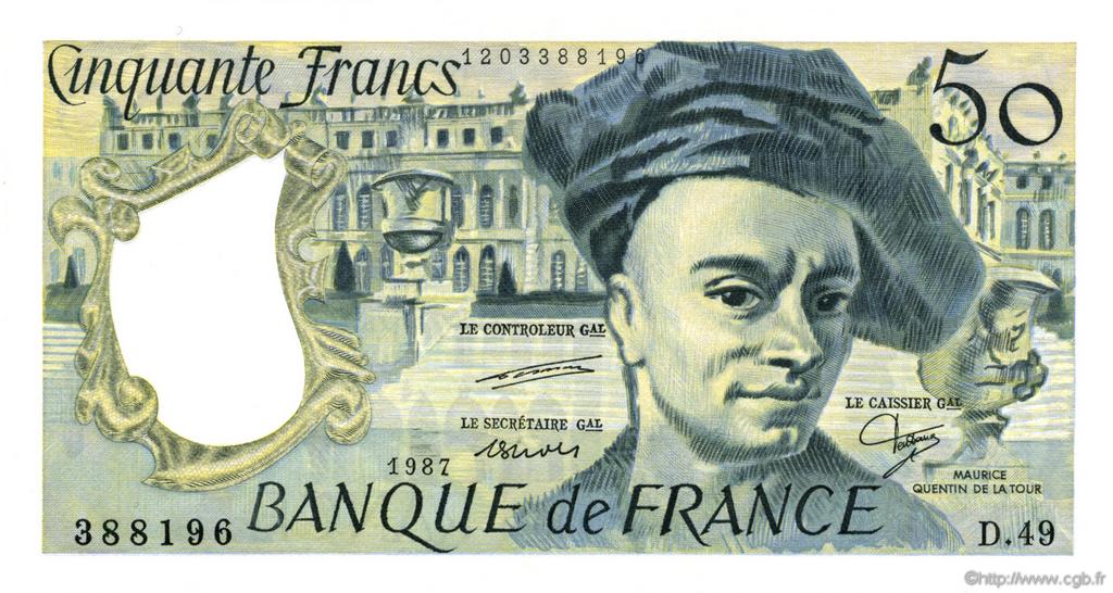 50 Francs QUENTIN DE LA TOUR FRANKREICH  1987 F.67.13 fST
