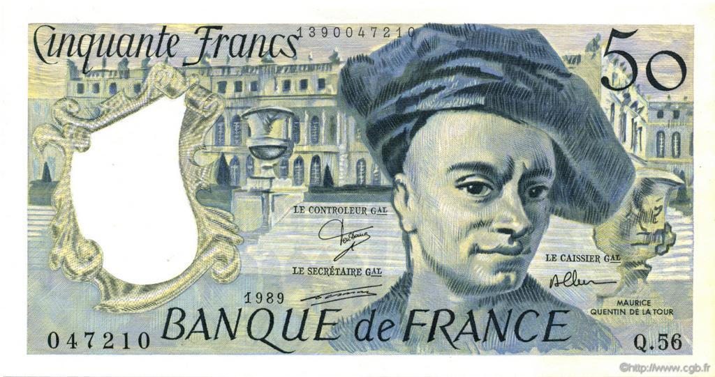 50 Francs QUENTIN DE LA TOUR FRANCE  1989 F.67.15 AU-