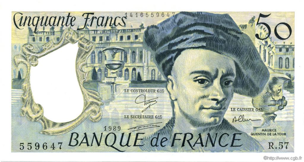 50 Francs QUENTIN DE LA TOUR FRANCE  1989 F.67.15 UNC