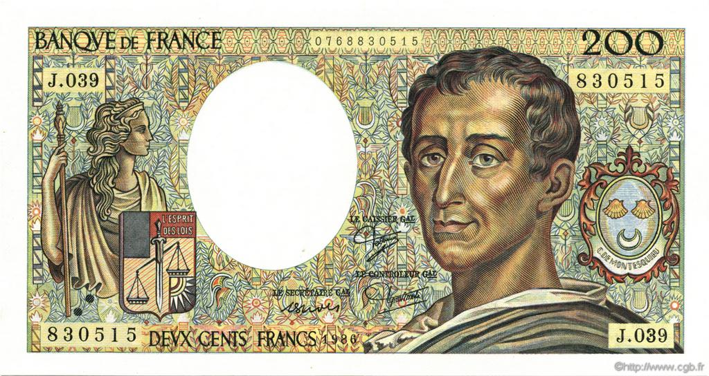 200 Francs MONTESQUIEU FRANCE  1986 F.70.06 SPL+