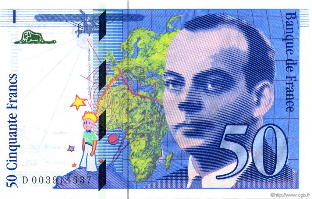 50 Francs SAINT-EXUPÉRY FRANCE  1992 F.72.01b UNC
