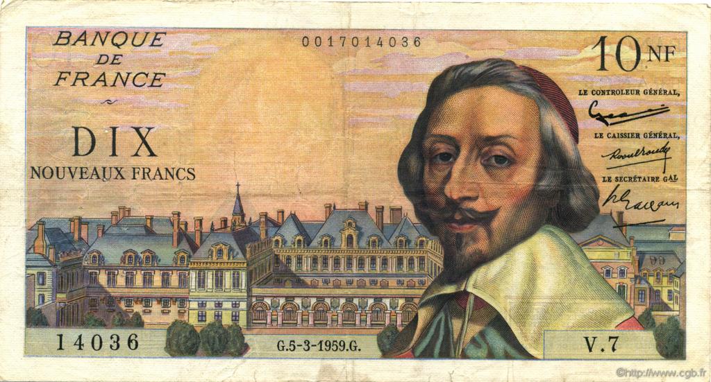 10 Nouveaux Francs RICHELIEU FRANCIA  1959 F.57.01 BC+