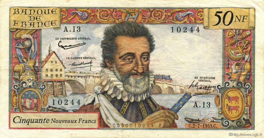 50 Nouveaux Francs HENRI IV FRANKREICH  1959 F.58.02 fSS