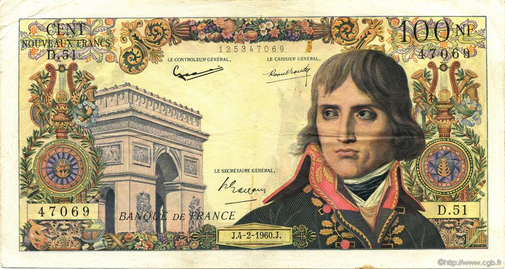 100 Nouveaux Francs BONAPARTE FRANKREICH  1960 F.59.05 SS