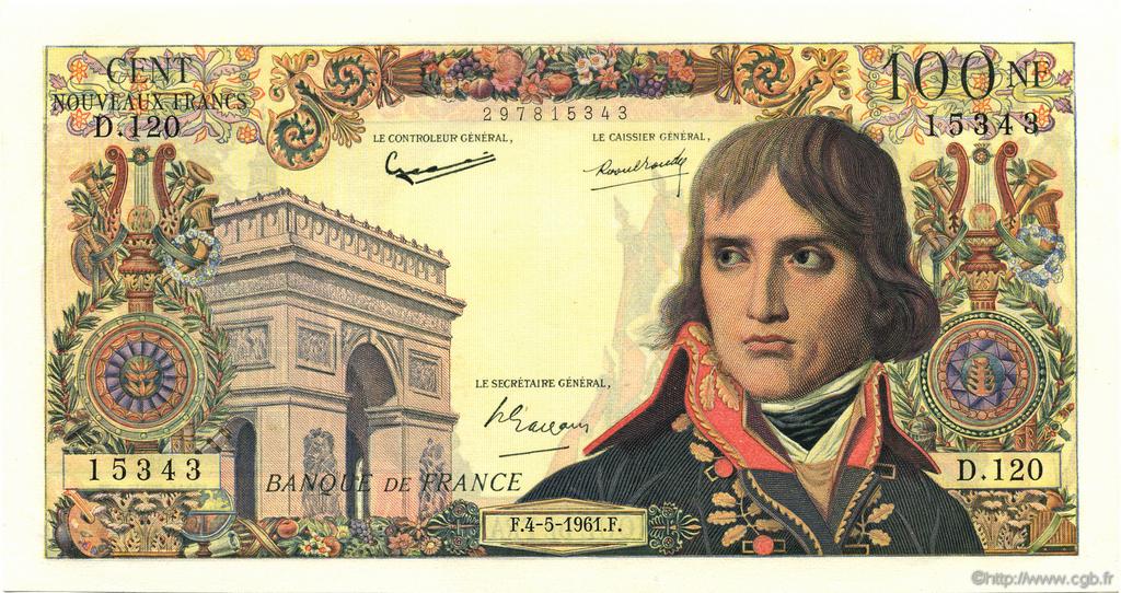 100 Nouveaux Francs BONAPARTE FRANCE  1961 F.59.11 AU-