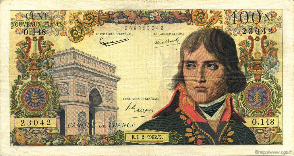 100 Nouveaux Francs BONAPARTE FRANCE  1962 F.59.13 F+