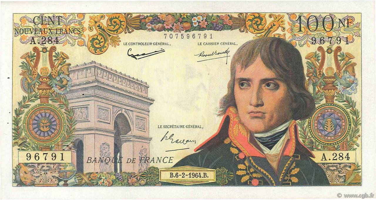 100 Nouveaux Francs BONAPARTE FRANCIA  1964 F.59.25 BB