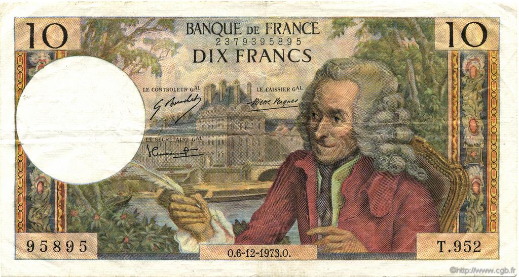 10 Francs VOLTAIRE FRANCE  1973 F.62.65 TTB