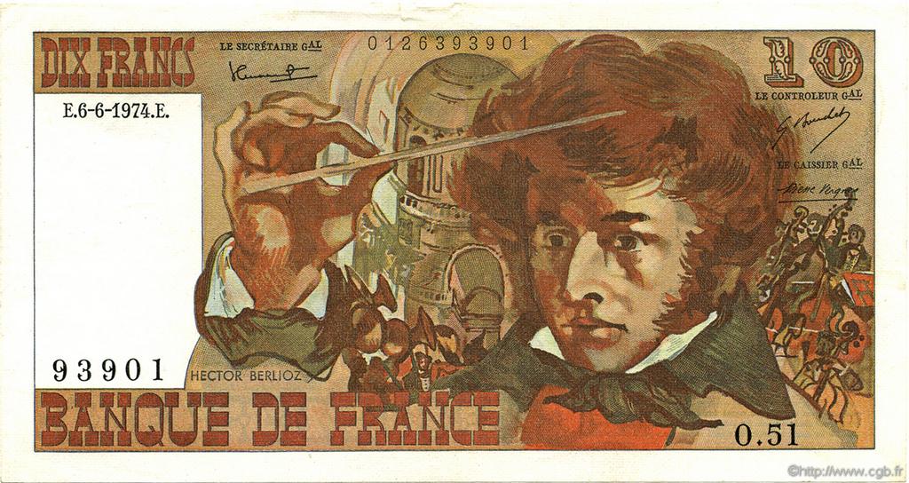 10 Francs BERLIOZ FRANCE  1974 F.63.05 SUP