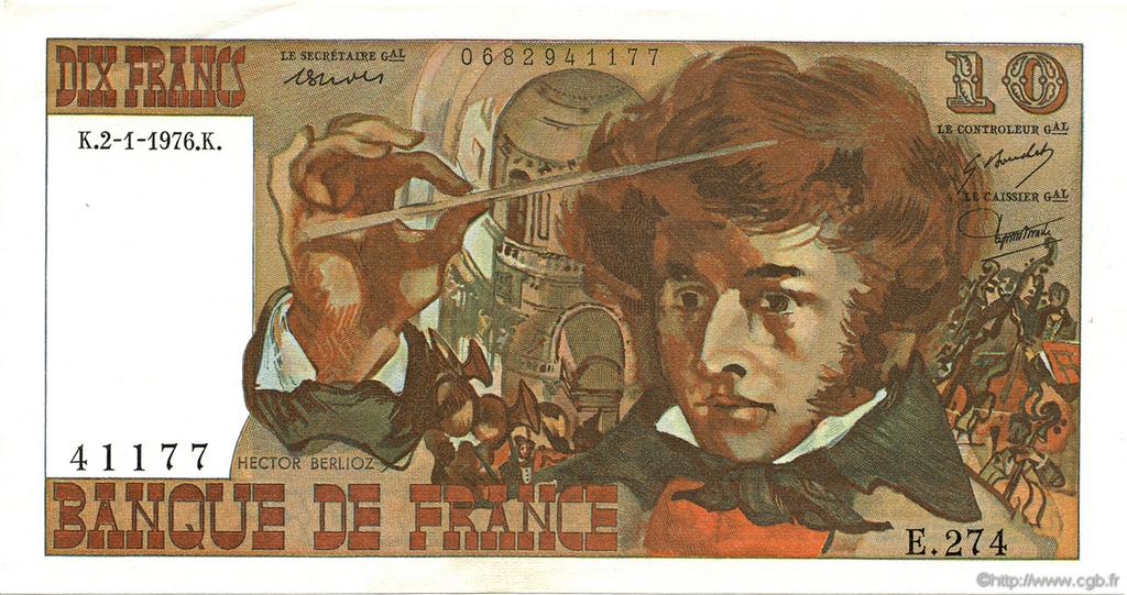 10 Francs BERLIOZ FRANCIA  1976 F.63.16 EBC+