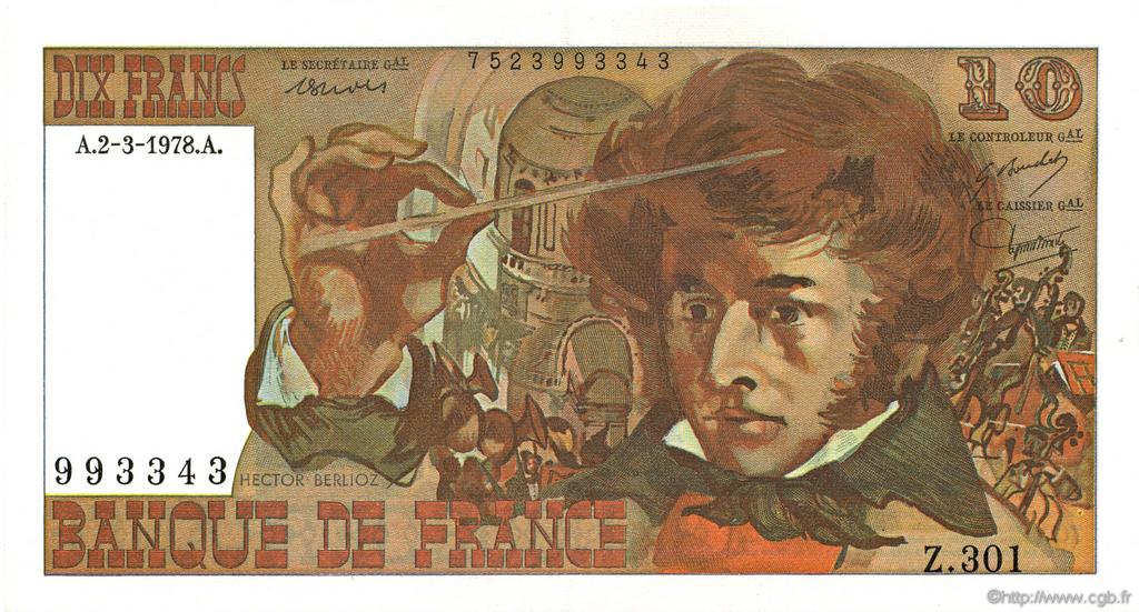 10 Francs BERLIOZ FRANCE  1978 F.63.23 AU