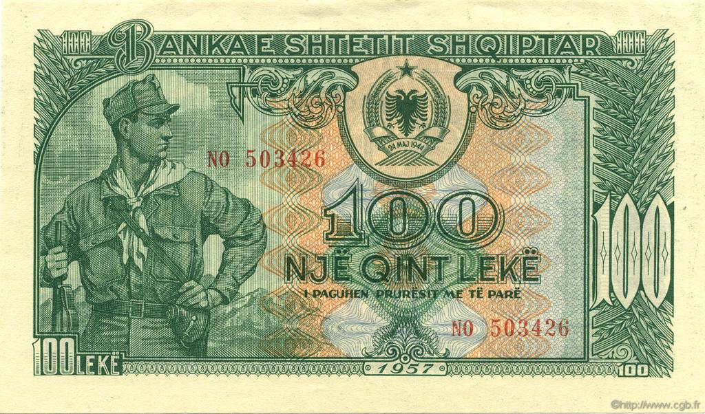 100 Leke ALBANIEN  1957 P.30a fST