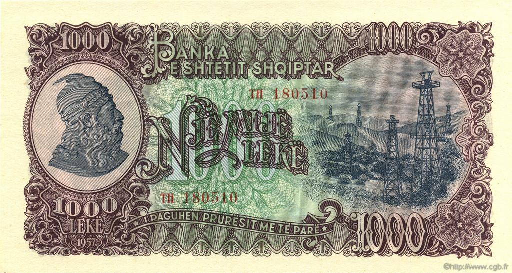 1000 Leke ALBANIA  1957 P.32a SC+