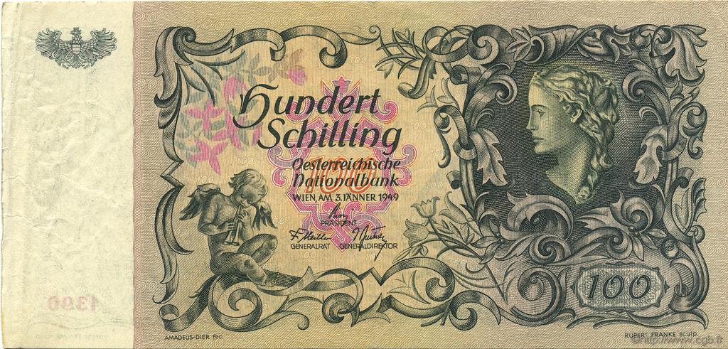 100 Shilling AUSTRIA  1949 P.131 VF+