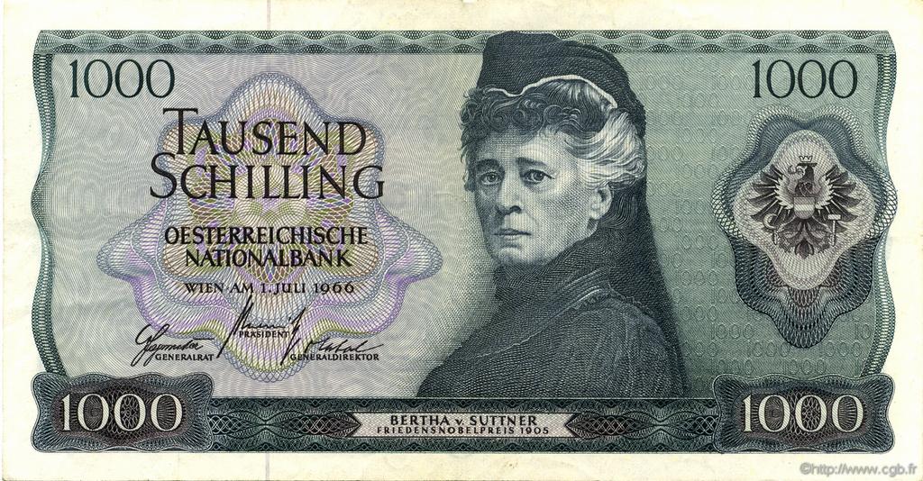 1000 Shilling AUSTRIA  1966 P.147a q.SPL