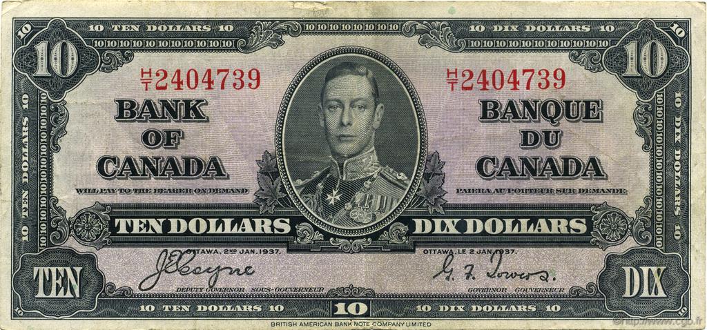 10 Dollars CANADA  1937 P.061c q.SPL