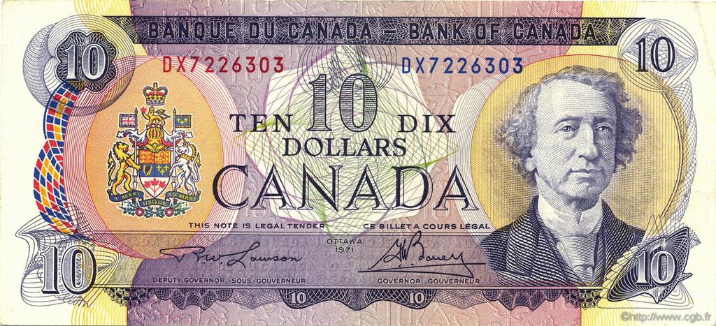 10 Dollars CANADA  1971 P.088c q.SPL