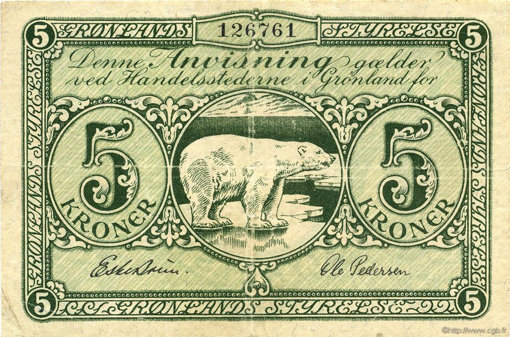 5 Kroner GROENLANDIA  1945 P.15b MB