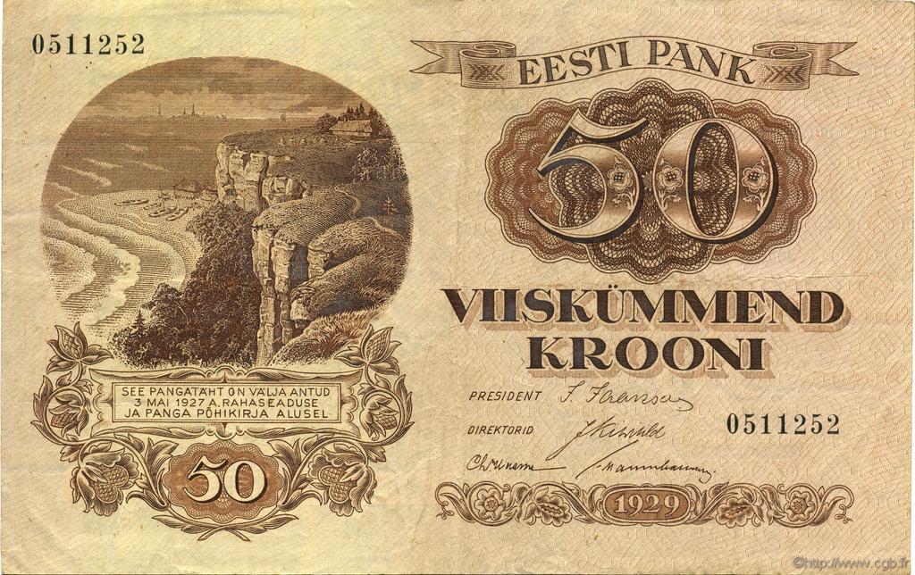 50 Krooni ESTONIA  1929 P.65 q.SPL